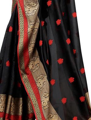 ethnic motifs woven saree with blouse - 17651290 - Standard Image - 4