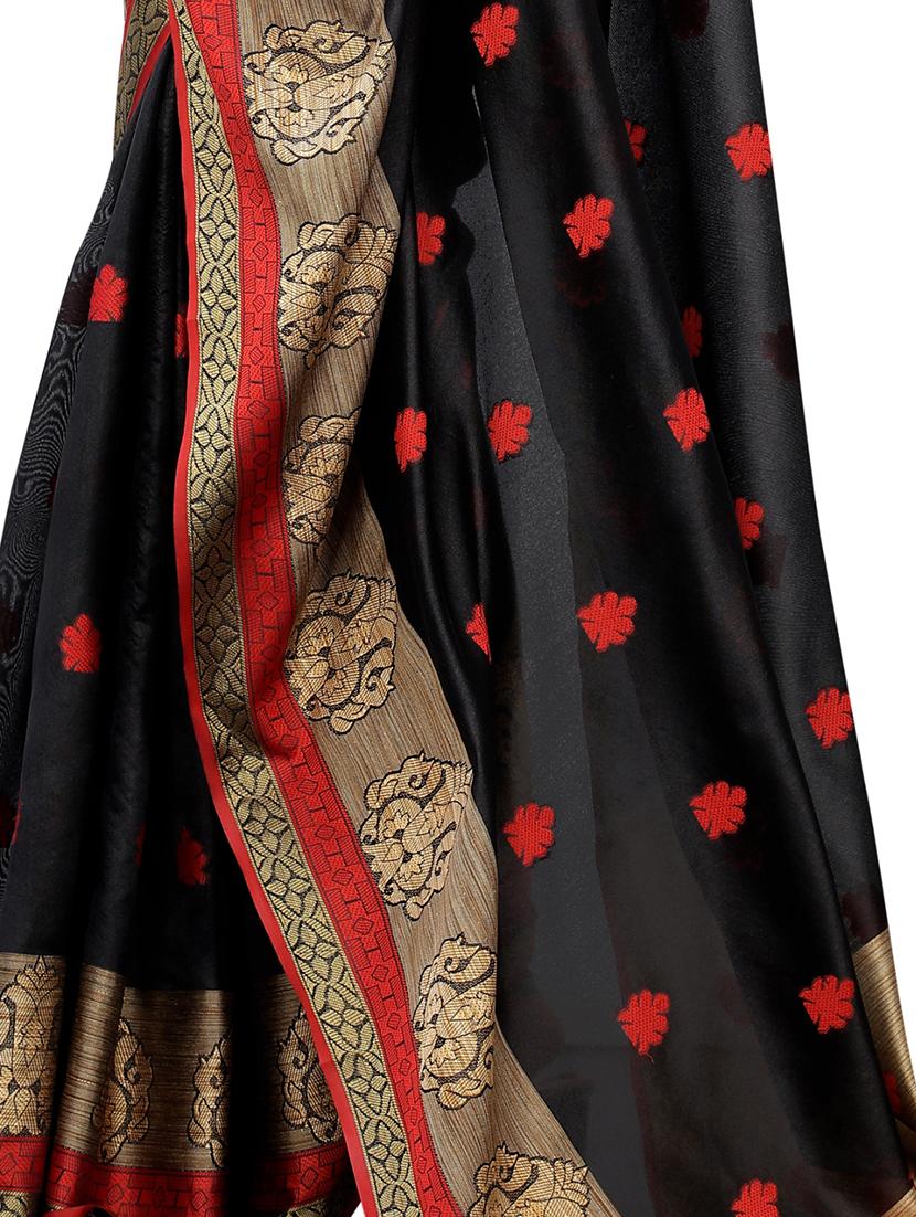 ethnic motifs woven saree with blouse - 17651290 - Zoom Image - 4