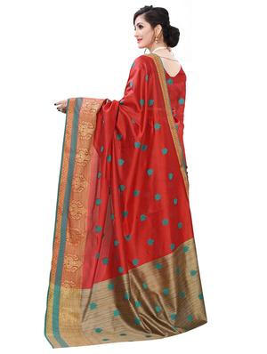 ethnic motifs woven saree with blouse - 17651296 - Standard Image - 2