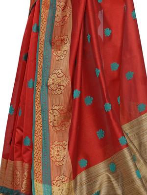 ethnic motifs woven saree with blouse - 17651296 - Standard Image - 4