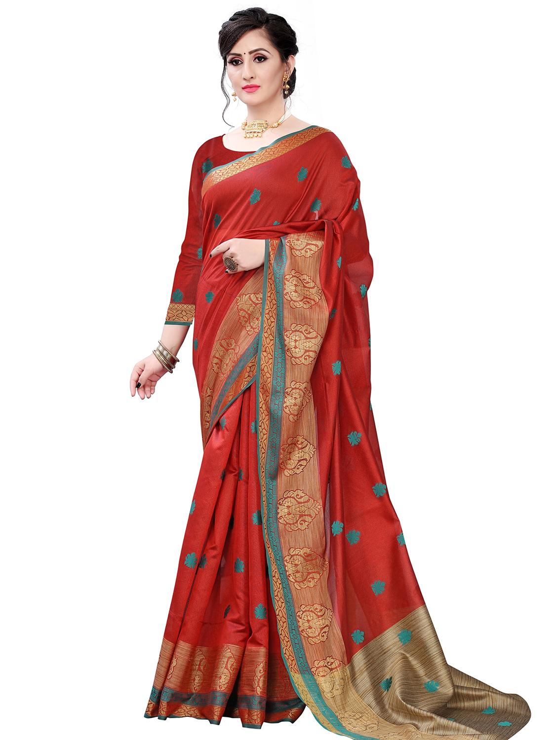 ethnic motifs woven saree with blouse - 17651296 - Zoom Image - 1