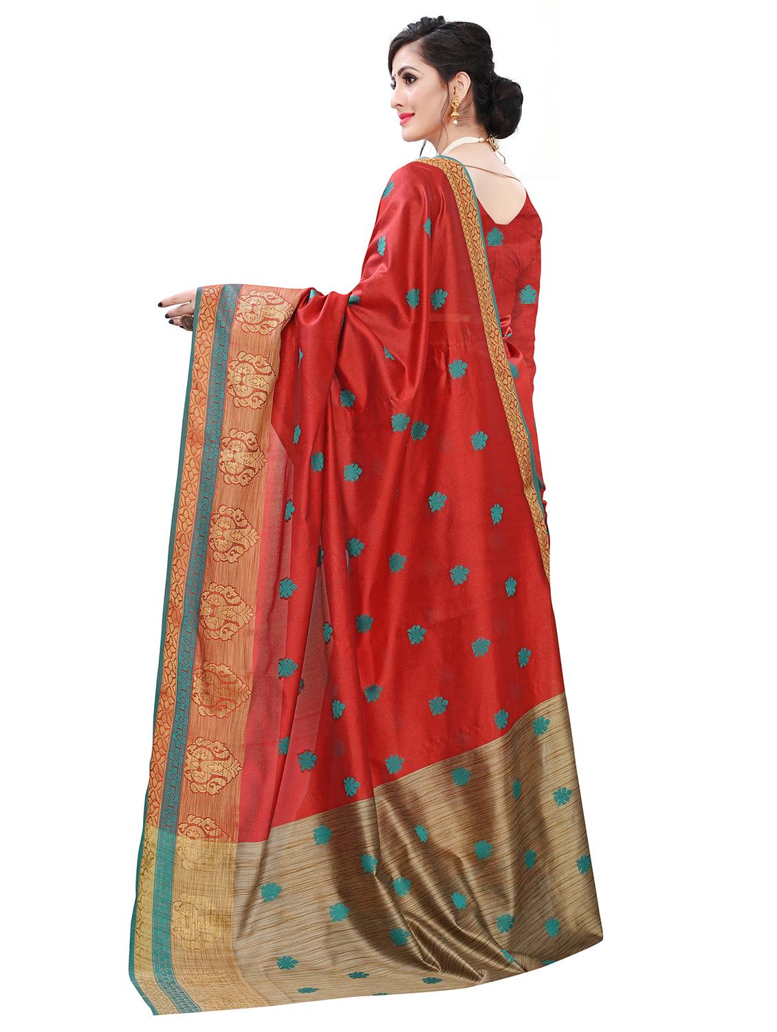 ethnic motifs woven saree with blouse - 17651296 - Zoom Image - 2