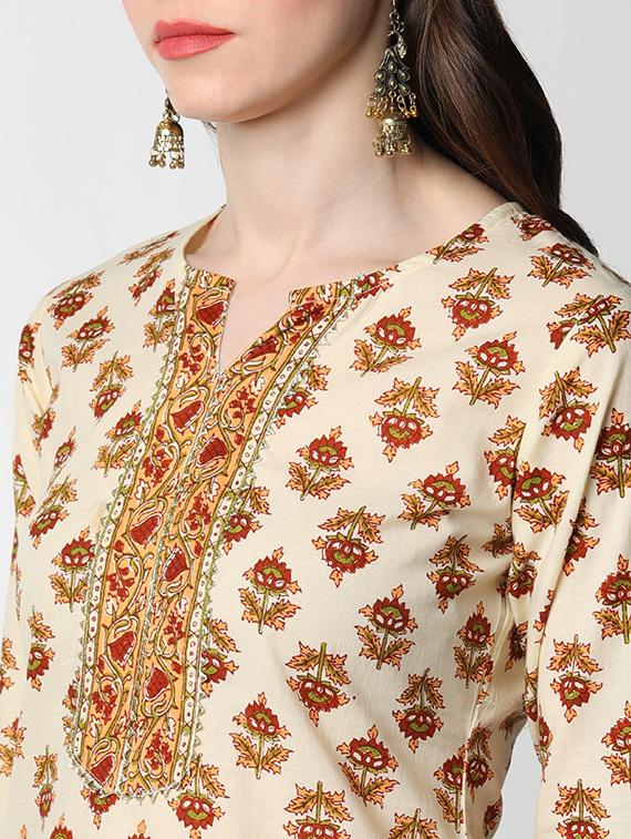 beige cotton kurta pant set - 17651414 - Zoom Image - 4