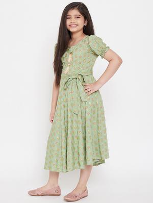 green rayon frock - 17651584 - Standard Image - 2