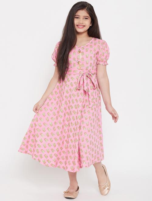pink rayon frock - 17651585 - Very Small Image - 1