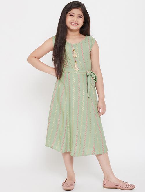 green rayon frock - 17651589 - Standard Image - 1