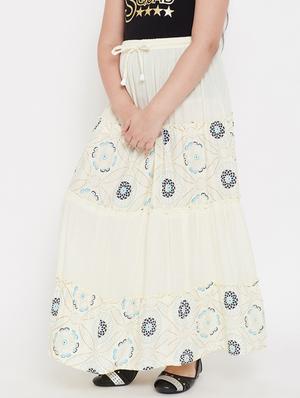 white rayon flared skirt - 17651612 - Standard Image - 2