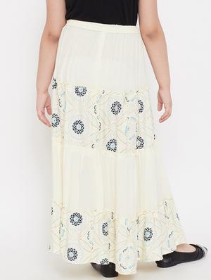 white rayon flared skirt - 17651612 - Standard Image - 3