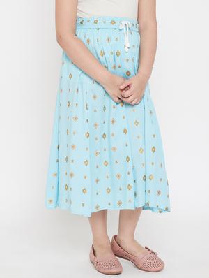 blue rayon flared skirt - 17651618 - Standard Image - 2