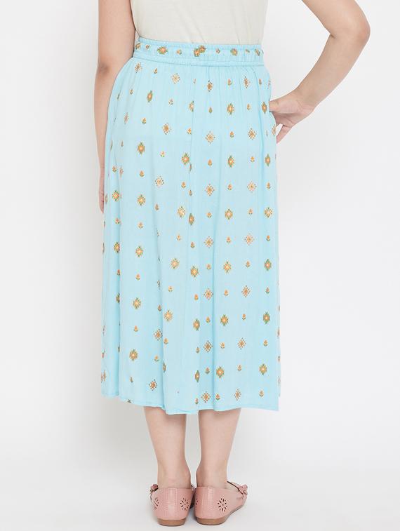 blue rayon flared skirt - 17651618 - Zoom Image - 3