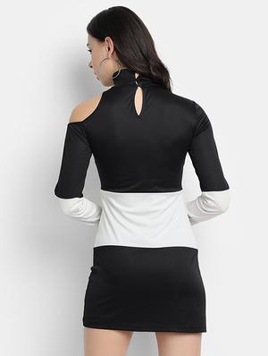 high neck color block bodycon dress - 17651651 - Standard Image - 3