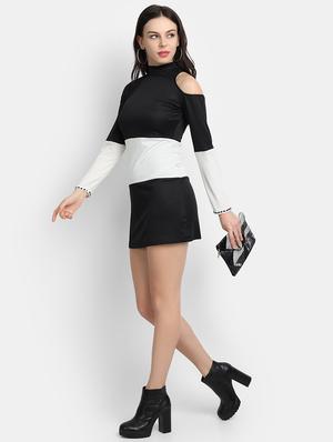 high neck color block bodycon dress - 17651651 - Standard Image - 4