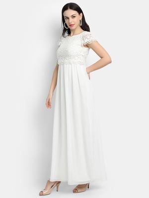 crochet panel gown dress - 17651652 - Standard Image - 2