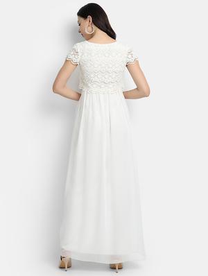 crochet panel gown dress - 17651652 - Standard Image - 3