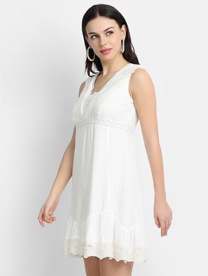 schiffli detail a-line dress - 17651657 - Standard Image - 2