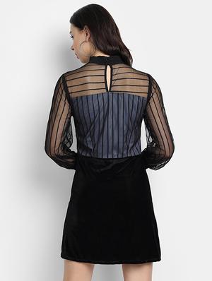 mock neck self design bodycon dress - 17651661 - Standard Image - 3
