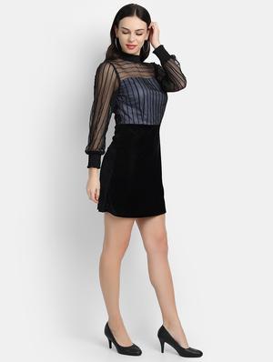 mock neck self design bodycon dress - 17651661 - Standard Image - 4