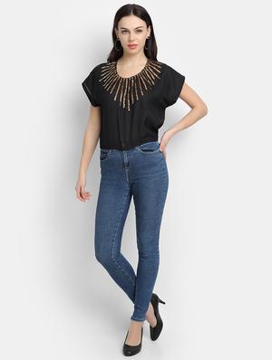 cap sleeves embellished top - 17651665 - Standard Image - 4