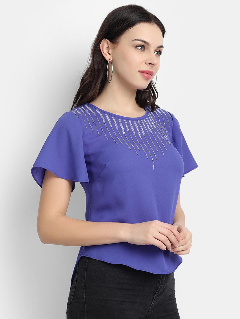 cap sleeves embellished top - 17651666 - Zoom Image - 2