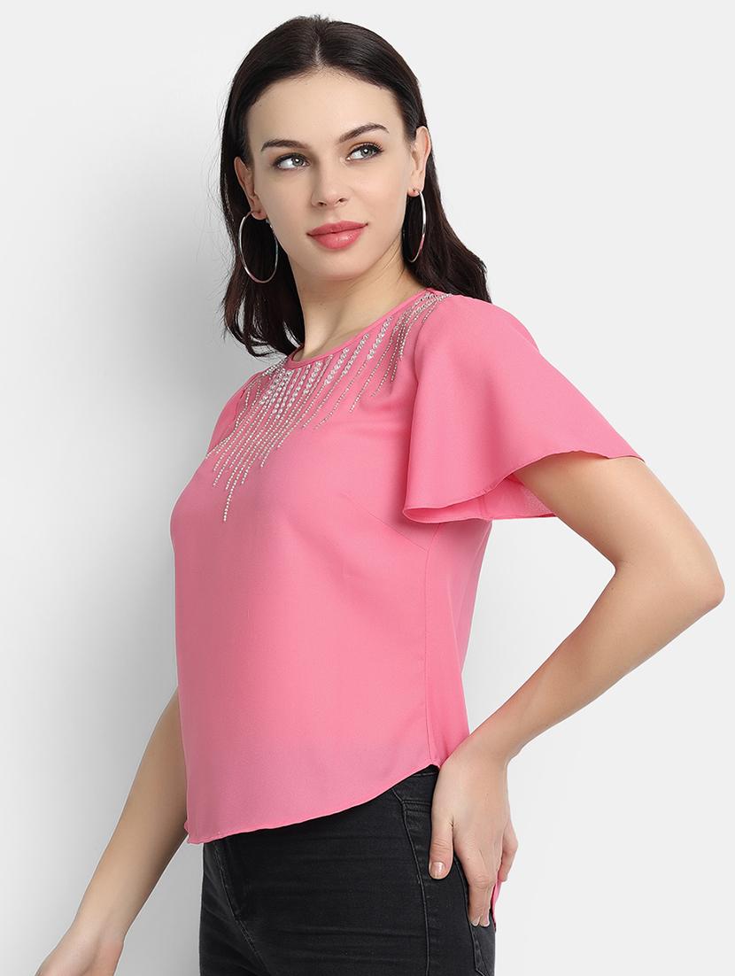 round neck embellished top - 17651667 - Zoom Image - 2