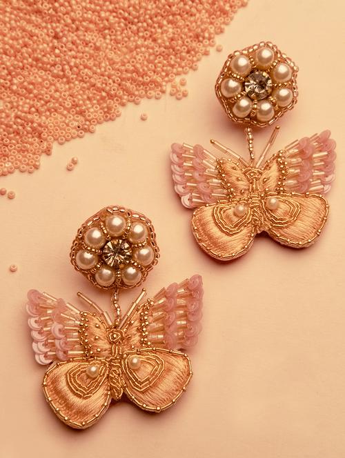 pink handmade drop earring - 17652164 - Standard Image - 1