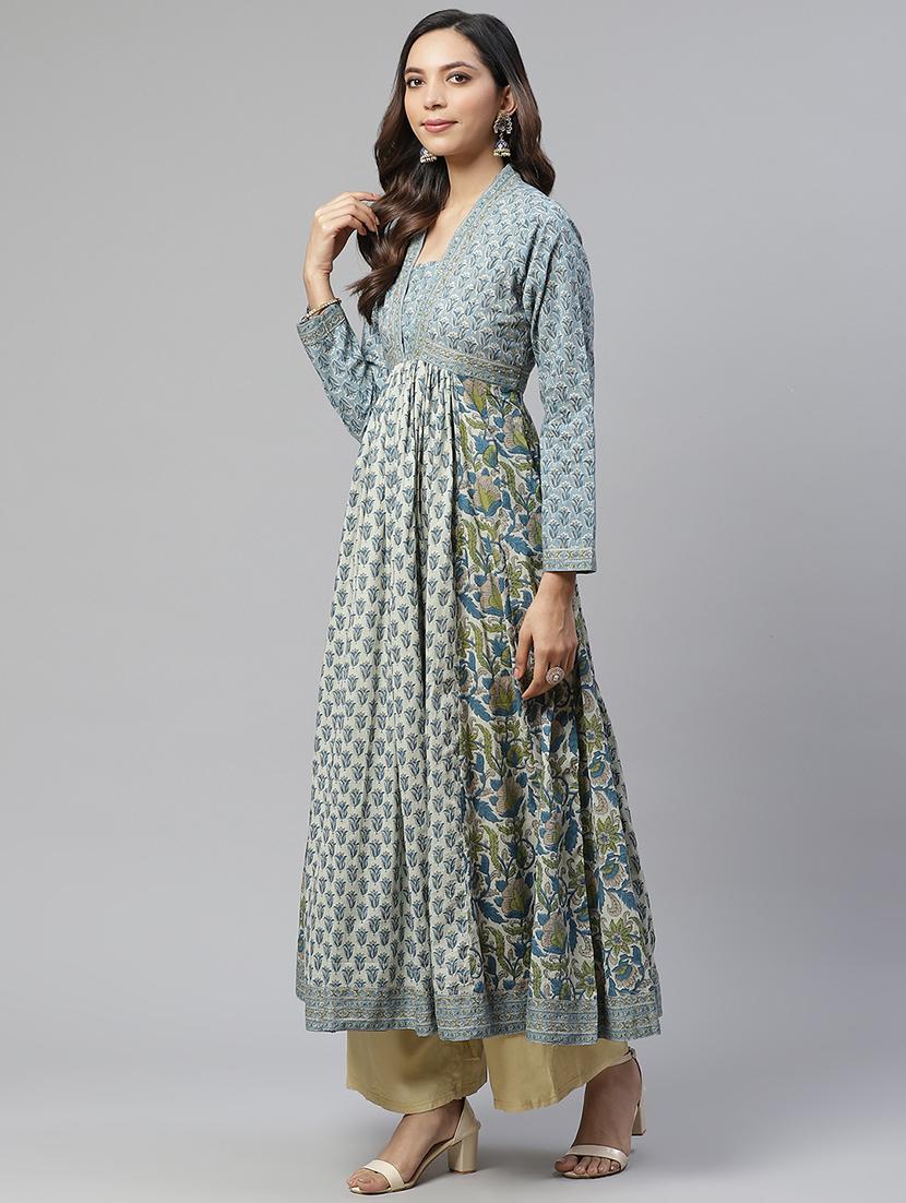 floral print flared kurta - 17652253 - Zoom Image - 2