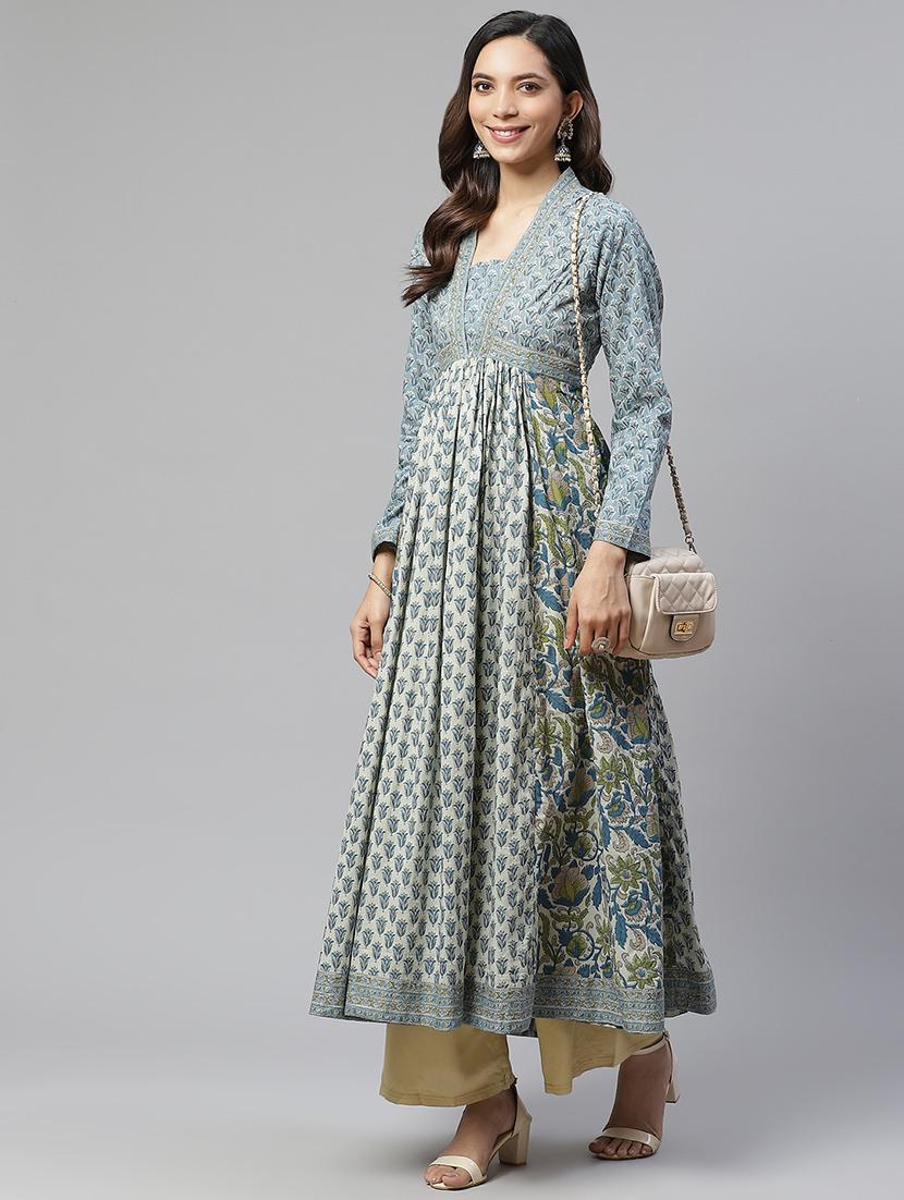 floral print flared kurta - 17652253 - Zoom Image - 4