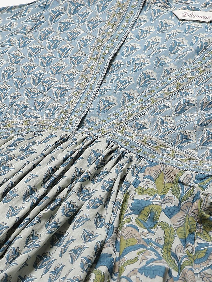 floral print flared kurta - 17652253 - Zoom Image - 5