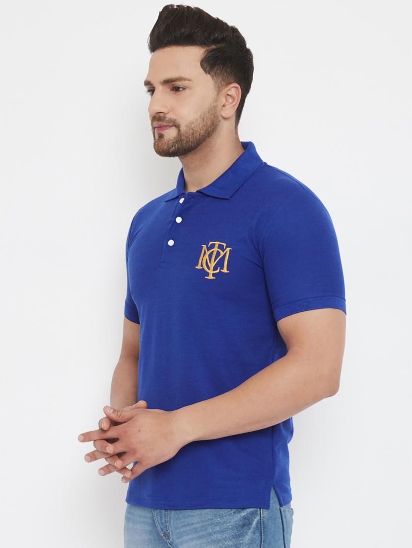 blue solid polo t-shirt - 17652292 - Zoom Image - 2