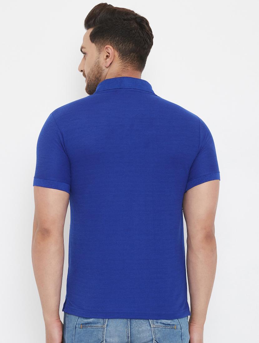 blue solid polo t-shirt - 17652292 - Zoom Image - 3