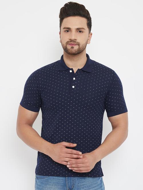 navy blue printed polo t-shirt - 17652298 -  Standard Image - 0