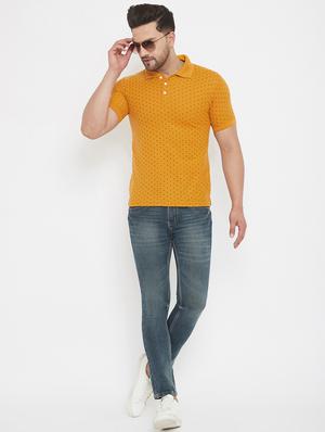 mustard printed polo t-shirt - 17652299 - Standard Image - 4