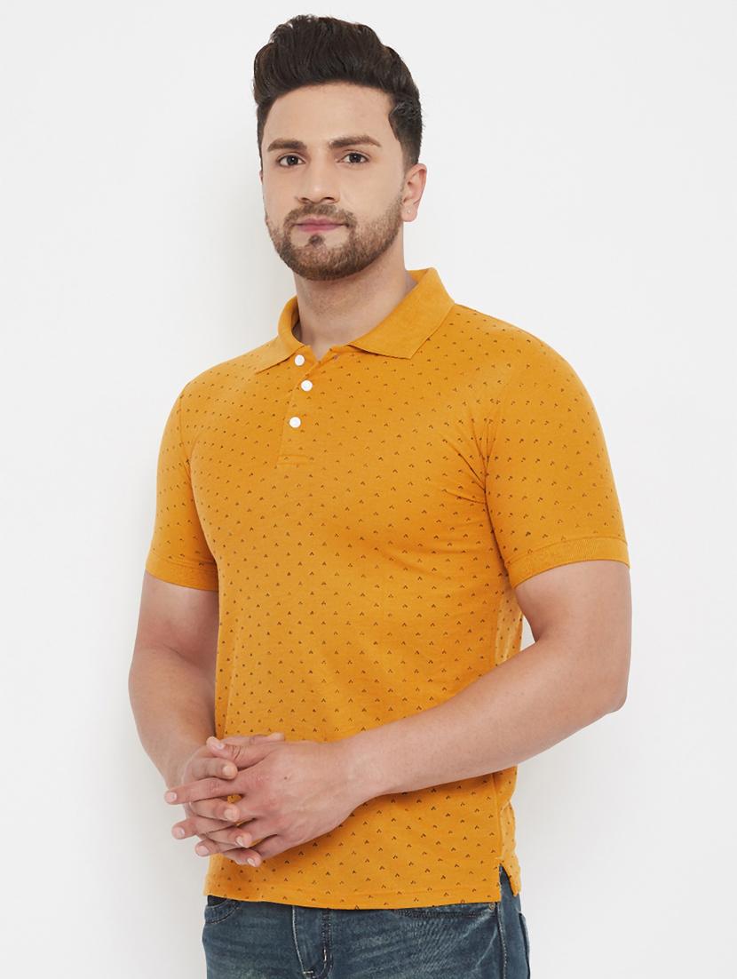 mustard printed polo t-shirt - 17652299 - Zoom Image - 2