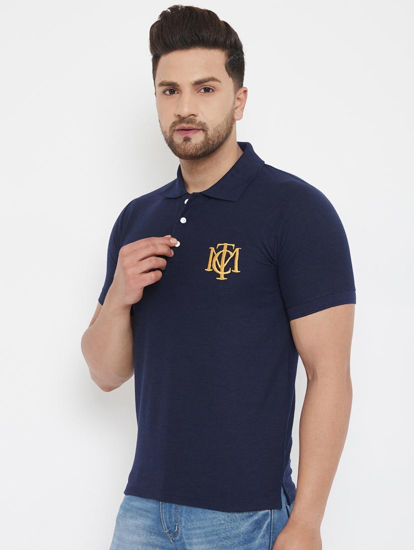 navy blue solid polo t-shirt - 17652302 - Zoom Image - 2