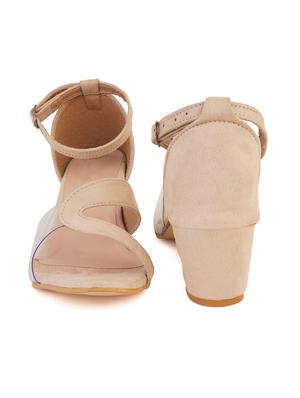 beige pu back strap sandals - 17653004 - Standard Image - 3