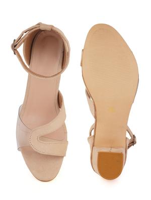 beige pu back strap sandals - 17653004 - Standard Image - 4