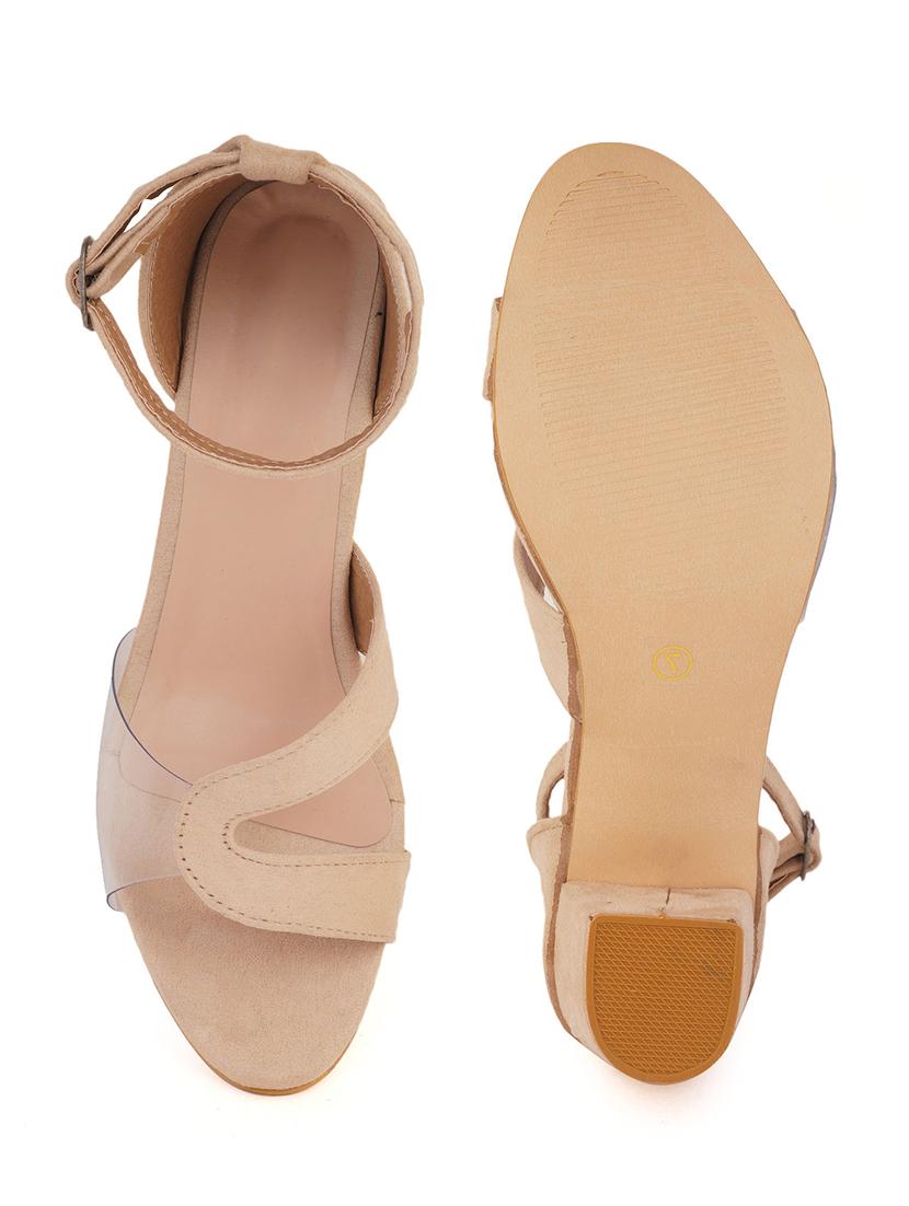 beige pu back strap sandals - 17653004 - Zoom Image - 4