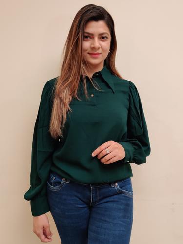 green full sleeve women top - 17653117 - Standard Image - 1