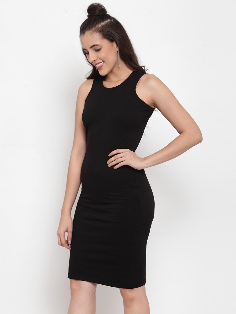 round neck solid bodycon dress - 17653552 - Zoom Image - 2
