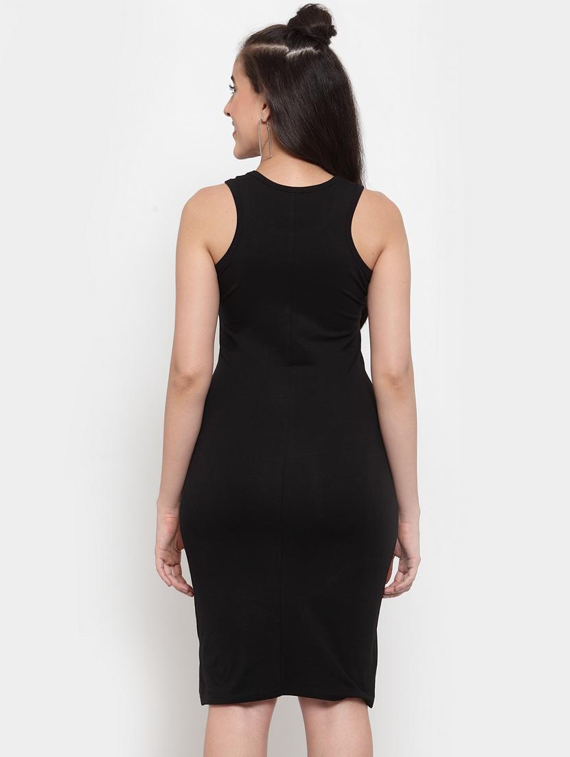 round neck solid bodycon dress - 17653552 - Zoom Image - 3