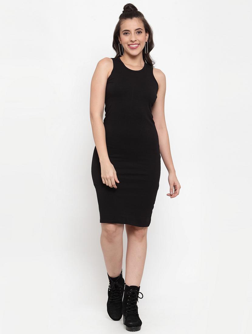 round neck solid bodycon dress - 17653552 - Zoom Image - 4