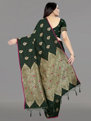 ethnic motifs banarasi saree with blouse - 17653689 - Standard Image - 2