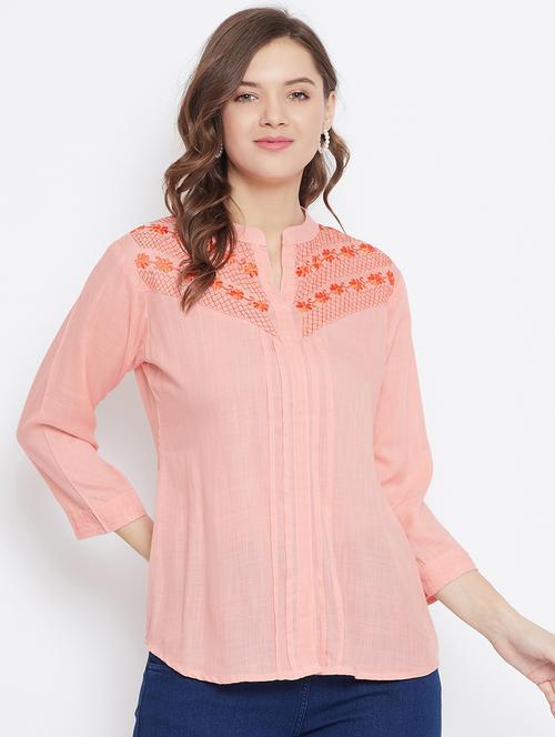 peach rayon regular top - 17653719 - Standard Image - 1
