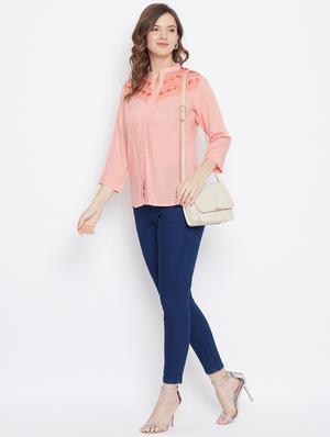 peach rayon regular top - 17653719 - Standard Image - 4