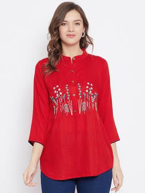 red rayon regular top - 17653730 - Standard Image - 2