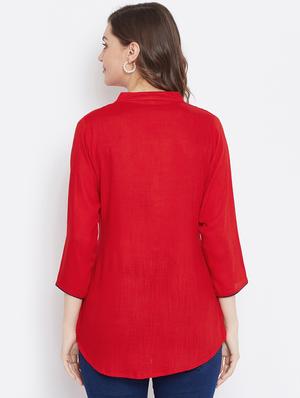 red rayon regular top - 17653730 - Standard Image - 3