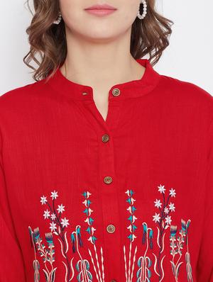 red rayon regular top - 17653730 - Standard Image - 5