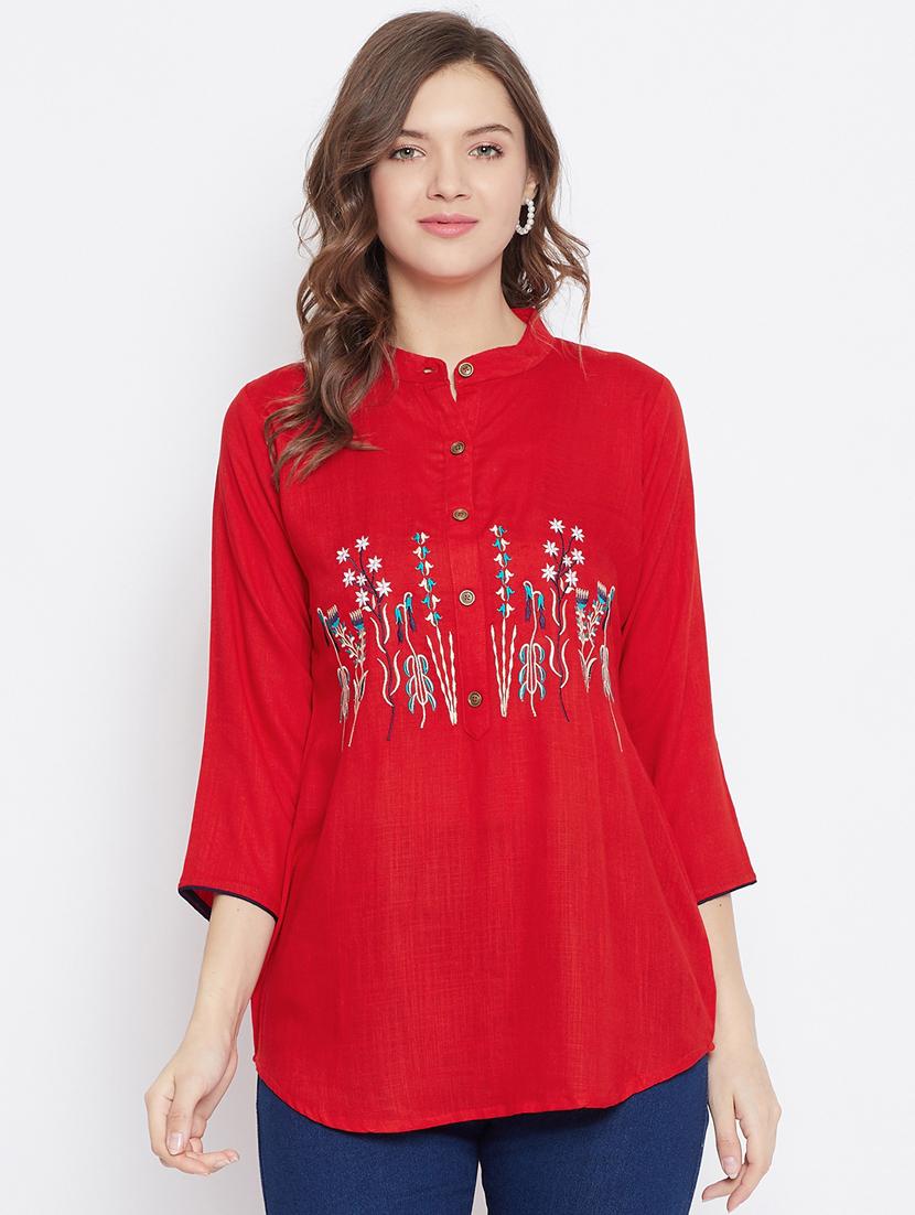 red rayon regular top - 17653730 - Zoom Image - 2