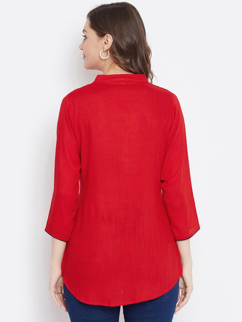 red rayon regular top - 17653730 - Zoom Image - 3