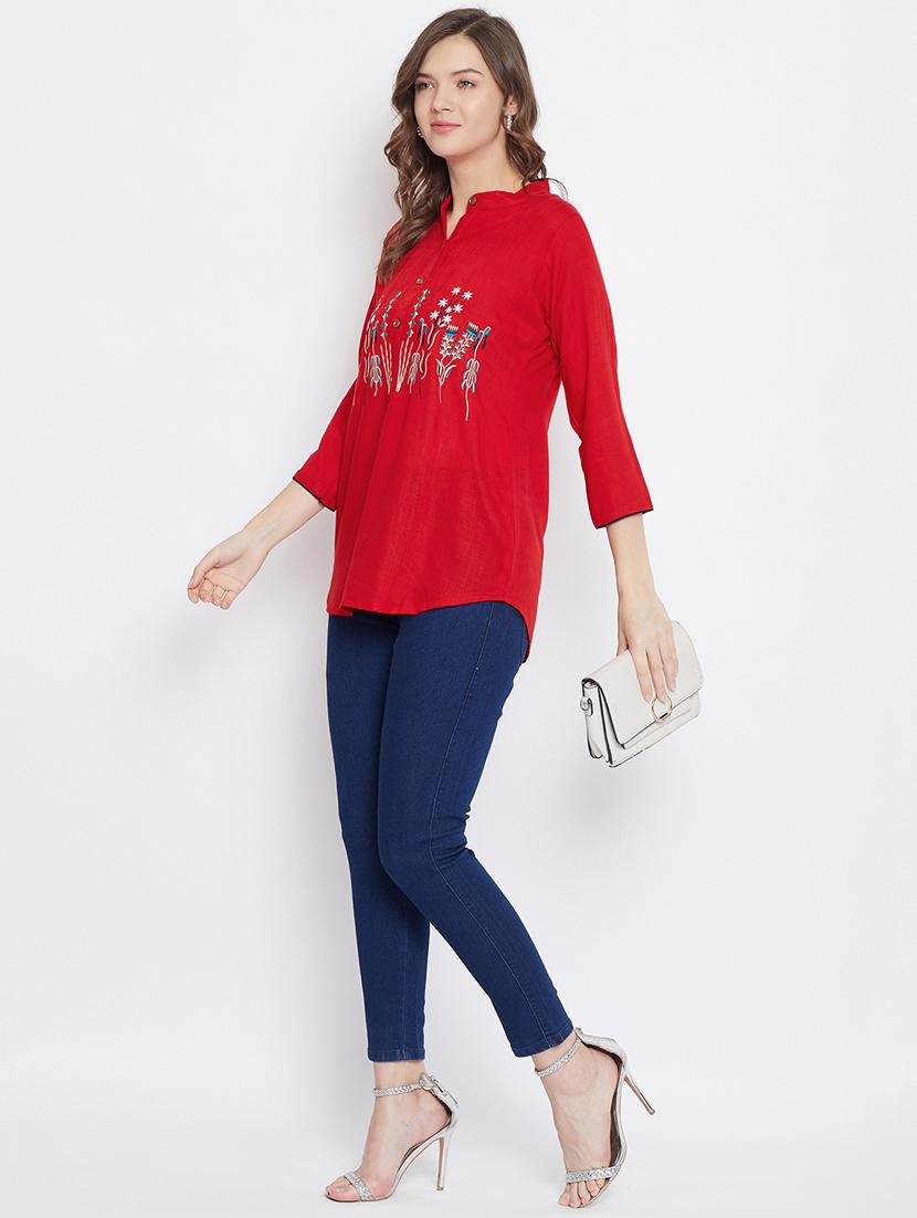 red rayon regular top - 17653730 - Zoom Image - 4